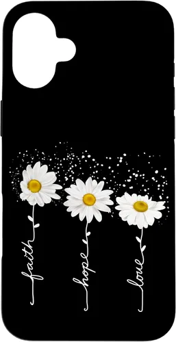 Vista 22 de Funda para iPhone 14 Pro Max Faith Hope Love para regalo, diseño de margaritas blancas