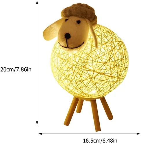 Vista 2 de JOEBO Lámpara de noche de alpaca, lámpara de escritorio, lámpara de lectura, mesa de cama ajustable, luz decorativa de oveja, lámpara de noche