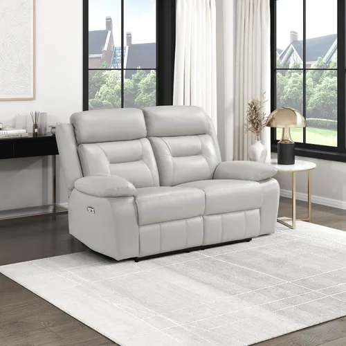 Vista 15 de Lexicon Sofá Reclinable Doble Eléctrico, Sofá Reclinable de Cuero de Grano Superior Combinado con Reposabrazos de Parte Superior Acolchada, Asientos