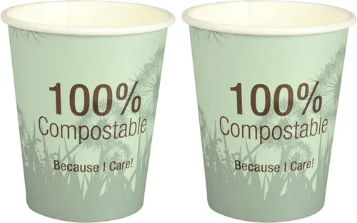 Vista 9 de Abena Tazas de café de papel desechables 100% compostables: CPLA para temperaturas más calientes, multicolor, 8 onzas – 50
