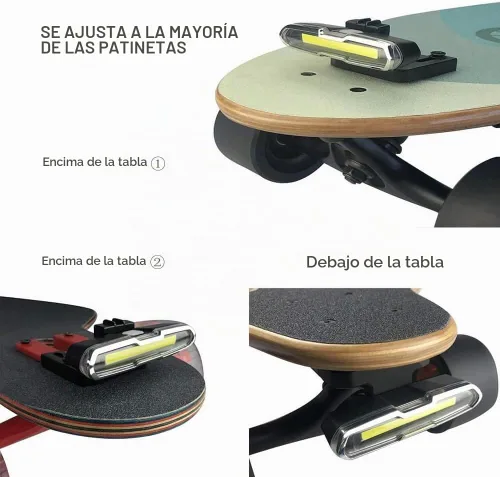 Vista 5 de IWONDER V2.0 - Luces de monopatín impermeables con brillo recargable por USB, accesorios de luz de seguridad, luces LED para monopatín eléctrico