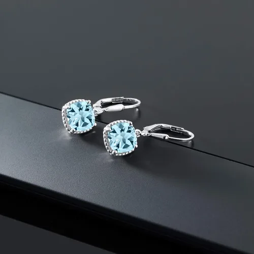 Vista 31 de Gem Stone King Aretes colgantes de plata de ley 925 de 0.315 pulgadas para mujer