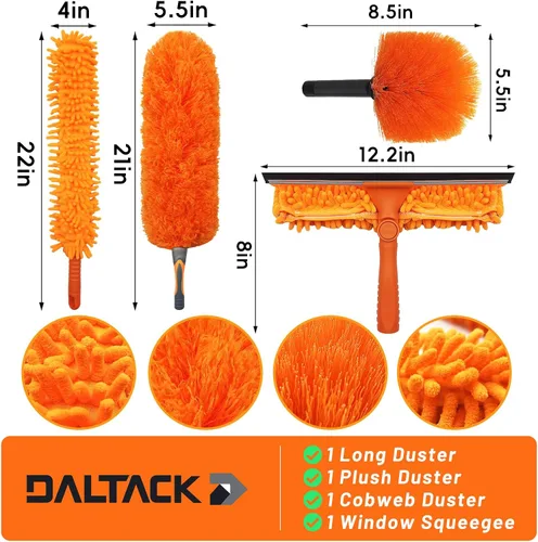 Vista 3 de DALTACK Kit de plumeros de 32 pies de alto para limpieza con poste de extensión resistente de 5.6 a 24 pies, telaraña extensible reutilizable