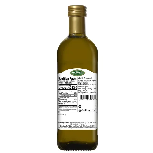 Vista 2 de Mantova Aceite de oliva virgen extra de ajo (AOVE), prensado en frío, calidad premium, importado de Italia, perfecto para cubrir ensaladas