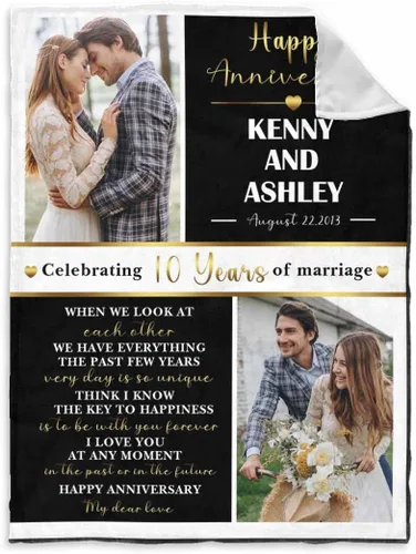 Vista 11 de InterestPrint Manta de fotos personalizada para pareja, novio, novia, manta personalizada de 6 fotos, manta personalizada de aniversario y boda