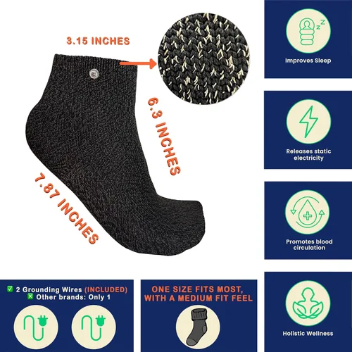 Vista 3 de ZenEarth - Calcetines de tierra para mujeres y hombres. Calcetines Earthing con hilo conductor de plata pura 99% para calma y bienestar.