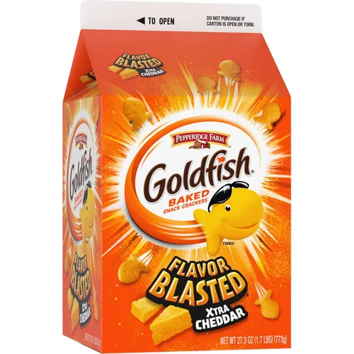 Vista 43 de Goldfish Galletas de queso cheddar, horneadas con grano entero, caja de 27.3 onzas