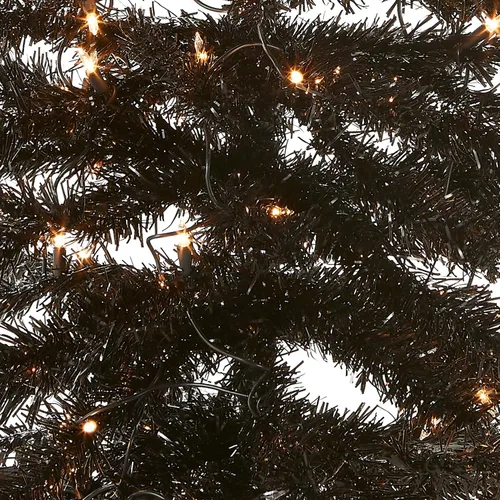 Vista 2 de árbol de Navidad, de 4 pies, con hojas de espumillón azules, soporte plástico y 70 luces claras (TT33-304-40), de National Tree