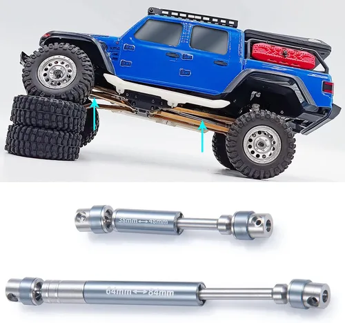 Vista 5 de MORLORDY Ejes de transmisión de acero inoxidable RC Ejes de transmisión de aleación de aluminio 38+2.520 in para 1/24 RC Crawler Car SCX24
