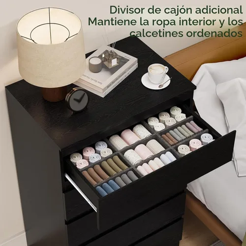 Vista 3 de OtterOasis Cómoda de madera negra para dormitorio, 5 cajones para almacenamiento de ropa, cómoda moderna con cajones anchos, cómoda de madera amplia