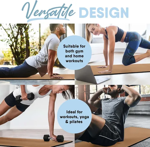 Vista 6 de MICRODRY Tapete de corcho para yoga, pilates, ejercicio y más, tapete de fitness para entrenamiento en casa, 72 pulgadas de largo x 26 pulgadas