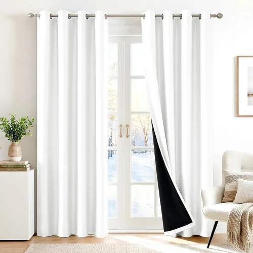 Vista 36 de Deconovo cortinas blackout 100 % con forro totalmente negro con aislamiento térmico de doble capa, oscurecimiento de la habitación, ahorro