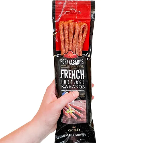 Vista 4 de Dry Thin Kabanos - Salchicha de cerdo inspirada en francés, ahumada y seca, carne tradicional polaca 4.2 oz 4.23 oz (paquete de dos)