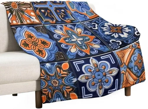 Vista 35 de Manta bohemia mexicana retro a rayas multicolor, manta bohemia étnica cálida de 30 x 40 pulgadas, suave manta de felpa mullida y acogedora manta
