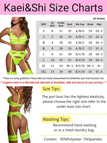 Vista 7 de Garter - Lencería con liguero para mujer sexy de encaje y traslúcida a juego de 4 piezas