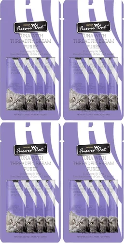 Vista 20 de Fussie Cat Golosinas prémium para gatos en puré de atún, golosinas para lamer, 3 paquetes de tubos de 4 a 0.5 onzas, (12 tubos en total), variedad