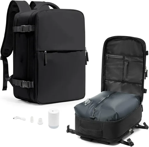 Vista 10 de coowoz Mochila de mano para mujeres y hombres, mochila de viaje aprobada por aerolíneas, mochila deportiva para laptop, A- Beige, Compacto