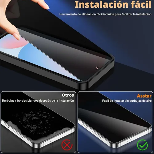 Vista 6 de Asstar - Protector de pantalla de privacidad para Samsung Galaxy S24 FE de 6.7 pulgadas (2 unidades) 9H Tempered Glass Privacy Film for Samsung