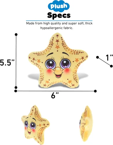 Vista 3 de DolliBu Juguete de peluche de estrella de mar amarilla, regalo de estrella de mar para niños y adultos, lindos animales de peluche para niños