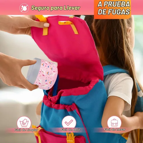 Vista 5 de Charcy 9 oz Tarro de alimentos aislado de acero inoxidable para niños, termo de sopa con boca ancha a prueba de fugas, juego de contenedores para 8h