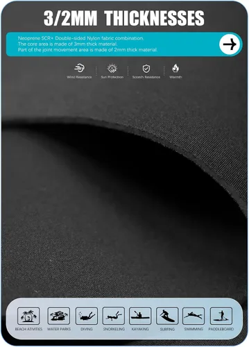 Vista 3 de Hevto Kids Wetsuit 3/2mm Neoprene Slim Fit for Boys Girls