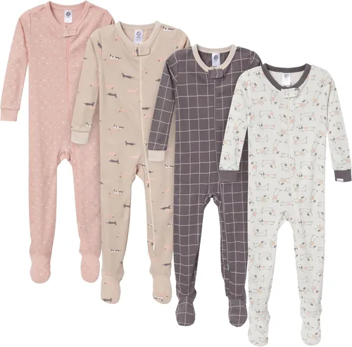 Vista 13 de Gerber - Pijamas con cobertura hasta los pies para bebé, niño - 4 unidades Osos y Camiones Gris