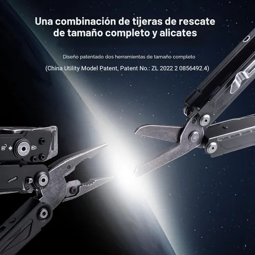 Vista 4 de NEXTORCH PIONEER - Multiherramientas 14 en 1 de tamaño completo, juego de multiherramientas versátil con tijeras, alicates de punta, clip