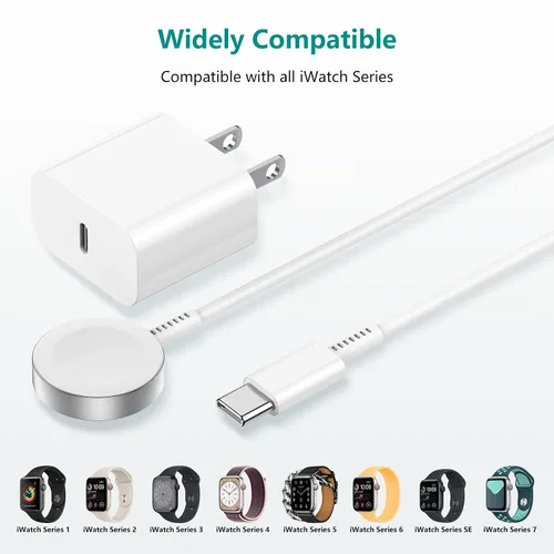 Vista 7 de Gyusity Cargador magnético para iWatch 1 en 1 a cable USB C de 3 pies