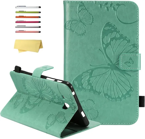 Vista 10 de Funda para Samsung Galaxy Tab A 7.0 2016 (SM-T280/T285) con portalápices [Encendido/apagado automático] Folio Stand Smart Magnetic Wallet Embossed