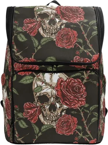 Vista 7 de Naanle Elegante diseño de murciélagos de Halloween, mochila grande para libros de escuela, mochila impermeable para computadora, mochila de viaje