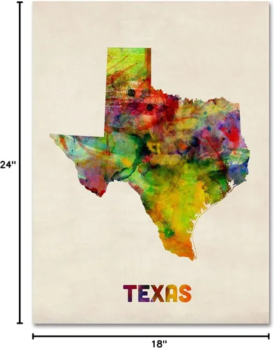 Vista 11 de Trademark Fine Art Lienzo decorativo para pared, diseño de mapa de Texas de Michael Tompsett, 18 x 24 pulgadas