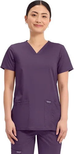 Vista 26 de Workwear Revolution Mujeres Scrubs Top V-cuello WW620 Negro