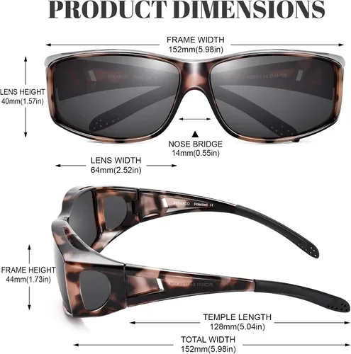Vista 41 de Polarized Sunglasses Fit Over Glasses for Women Men with UV400 Protection Over Wrap Around Sun Glasses
