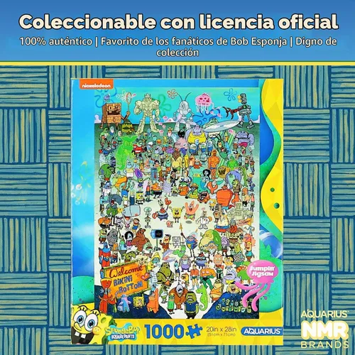 Vista 6 de AQUARIUS Rompecabezas de Bob Esponja (rompecabezas de 1000 piezas) – Mercancía y coleccionables de Bob Esponja con licencia oficial, sin reflejos