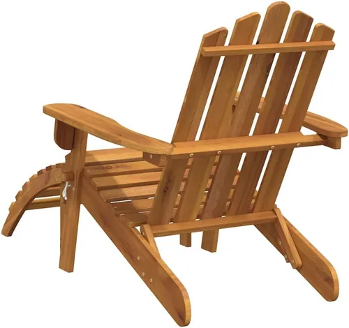 Vista 6 de Garden Chair Natural Wood, Solid Acacia Wood Standard Foldable Adirondack Chair with Footrest for Outdoor Seating, Front Porch Furniture