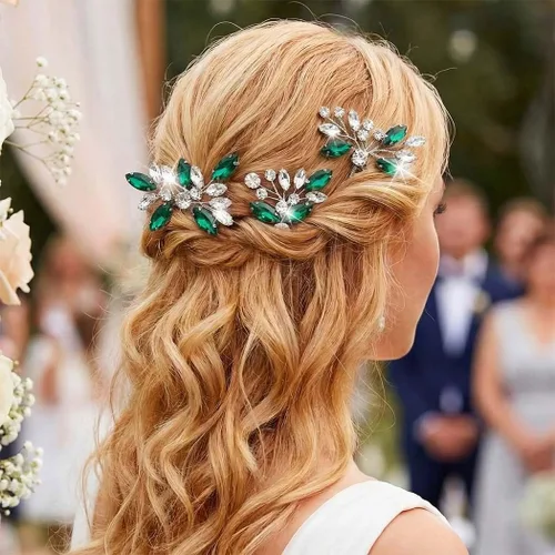 Vista 11 de Unicra Horquillas para el pelo de cristal negro plateado con diamantes de imitación, piezas de pelo de novia, accesorios para novias y mujeres