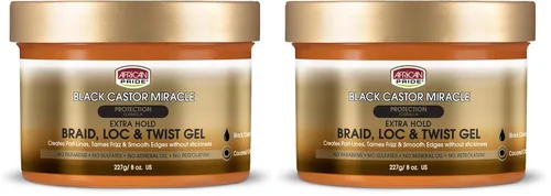 Vista 10 de African Pride Black Castor Miracle Extra Hold Braid, Loc, Twist Gel – Gel para trenzas de sujeción extrema para el cabello, control de bordes y doma