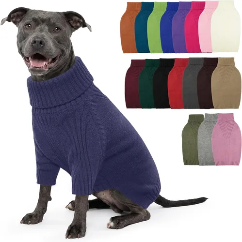 Vista 31 de IECOii Suéter de perro salchicha de cuello alto para perros pequeños, medianos y hembras, elástico y transpirable, abrigo de punto cálido, para Negro