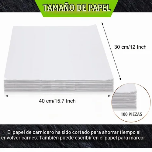 Vista 2 de 500 hojas de papel de carnicero blanco para sublimación, hojas de papel de carnicero desechables, hoja cuadrada de carne precortada, sin cera