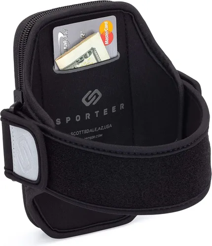 Vista 5 de Sporteer Velocity V7 - Brazalete para teléfonos estándar y pequeños, funda ajustada para iPhone 17, 16, 15 Pro (no Max), Galaxy S26, S25, Pixel 10
