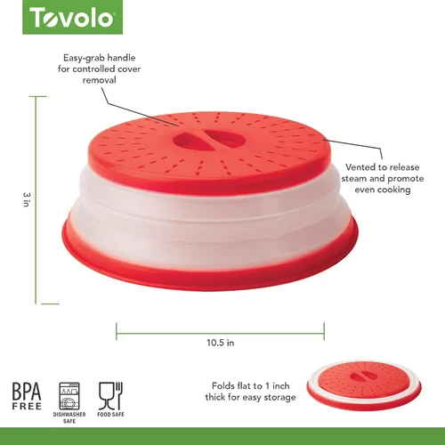 Vista 6 de Tovolo Cubierta antisalpicaduras para microondas para alimentos, mediano (rojo manzana acaramelada) – Tapa protectora antisalpicaduras de silicona