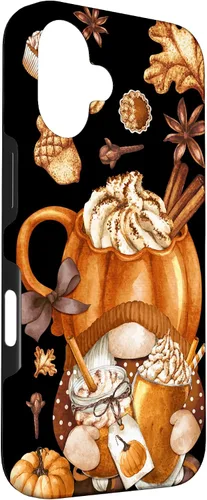 Vista 3 de Funda para iPhone 16 con diseño de calabaza y especias de gnomo de Acción de Gracias