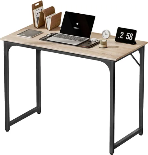Vista 11 de Dopinmin Escritorio para computadora de 39.4 pulgadas, escritorio de oficina en casa, escritorio de trabajo moderno, escritorio de escritura