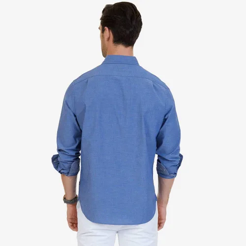 Vista 2 de Nautica - Camisa clásica para hombre manga larga con botones y elástica
