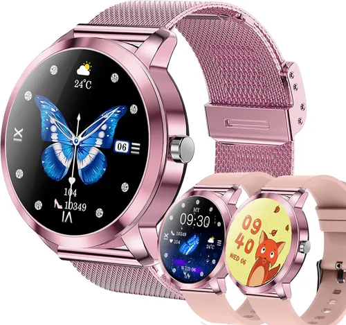 Vista 10 de Reloj inteligente (respuesta/haz llamadas) para mujer, reloj inteligente AMOLED de 1.27 pulgadas para iPhone Android, rastreador de actividad