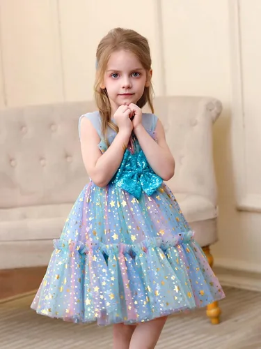 Vista 3 de Miipat Vestido de niña de flores para bebé, boda, fiesta, tul, princesa, vestido de baile, vestido formal con lazo para la cabeza