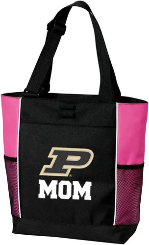Vista 3 de Broad Bay Official Purdue Tote Bag Zippered Travel Carryall Boilermakers Logo, 600D Canvas, Adjustable Handles, Front Pocket, Side Mesh Pockets