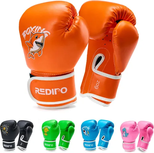 Vista 8 de Guantes de boxeo para niños, guantes de entrenamiento de boxeo juvenil para niños y niñas de 3 a 9 años, guantes de lucha de 4 y 6 OZ, manoplas