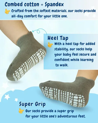 Vista 5 de RATIVE - Calcetines antideslizantes con agarre para bebés, niños y niñas