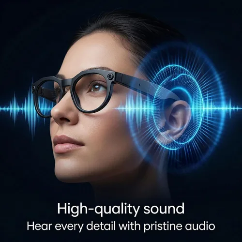 Vista 7 de Lentes inteligentes AI con cámara y video 1080P HD, gafas de grabación de video portátiles, manos libres en primera persona para Vlog en vivo